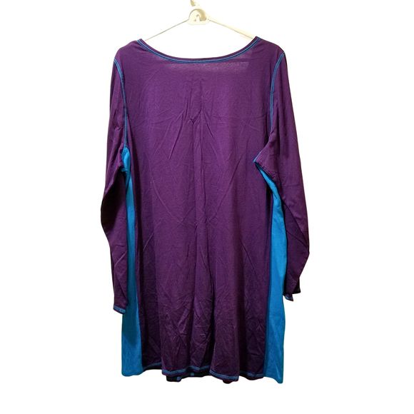 Cacique Sleepwear Purple Turquoise Cotton Nightgown T-Shirt Dress Size 18/20 - Picture 2 of 3